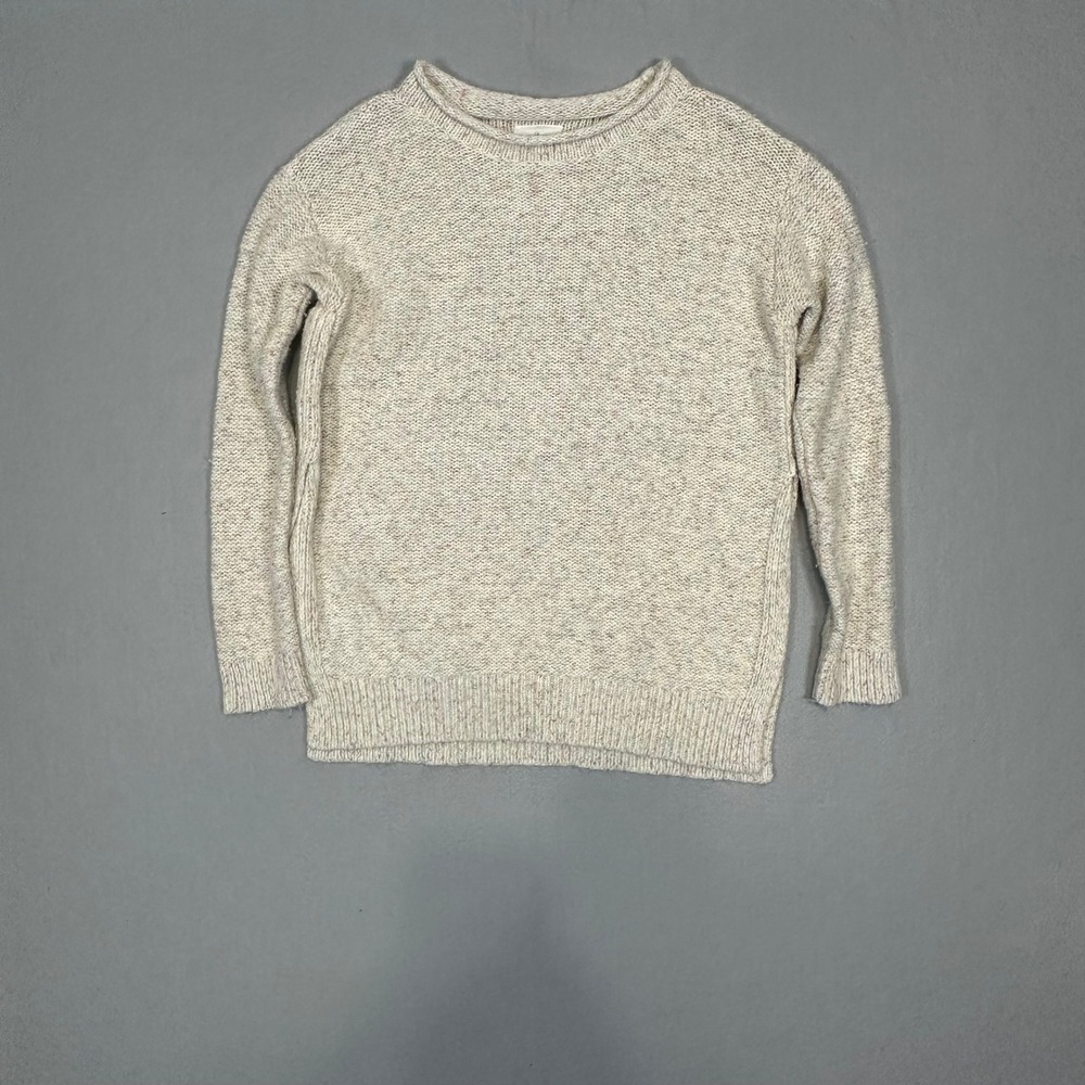 Lou & Grey Confetti Speckle Knit Sweater Cream Rainbow Fleck Crewneck XS